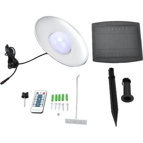 Lampadario solare a LED – alluminio – telecomando – 4 velocità – cambio colore – timer – veranda – ufficio domestico – con pannello solare (1/5)
