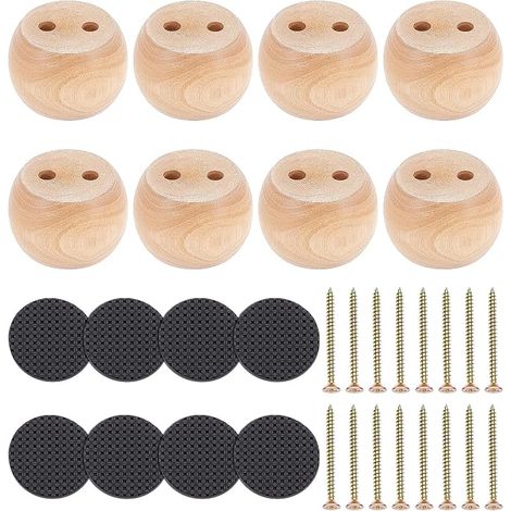 Set of 8 Small Round Wooden Sofa Legs 2 Inch High Round Furniture Feet for Sofa Office Furniture with Screws and Non-Slip Feet Table Chair (1/5)