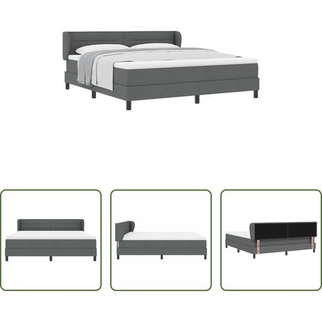 Matratze -  Boxspringbett mit Matratze Dunkelgrau 180 x 200 cm Stoff (1/5)