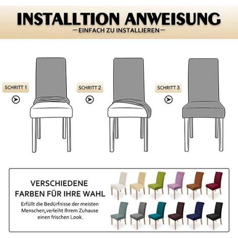 Housse de Chaise - - Crème Jaune - 4 Pièces - Imperméable - Extensible (1/4)