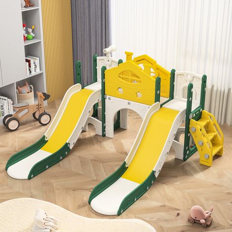 Scivolo 7 in 1 “Città dei sogni” per bambini – Doppio scivolo, parete da arrampicata, telescopio – Interno/Esterno (1/5)