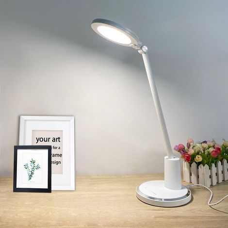 Lampe de bureau LED, 64 pcs LEDs Lampes de table pour les yeux, 10 niveaux de luminosité avec 5 modes,contrôle tactile Lampes de chevet enfant,Blanc [Classe énergétique A] (1/5)