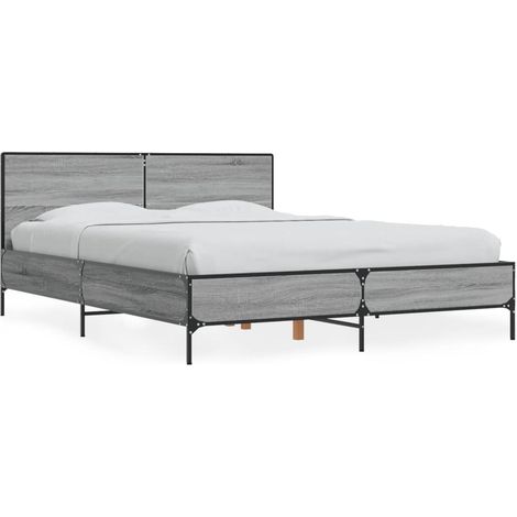 Maison Exclusive - Bettgestell Grau Sonoma 140x200 cm Holzwerksto (1/5)