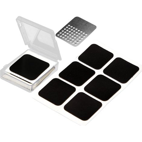 Kits de reparación de neumáticos y cámaras – Parches para reparación de neumáticos radiales – Paquete de 6 parches adhesivos cuadrados para cámaras de bicicleta  Kit de reparación de neumáticos y cáma (1/5)