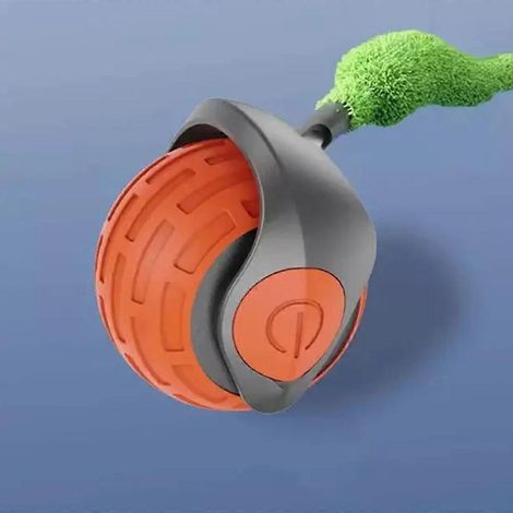 Balle interactive pour chat, balle à roulement automatique, queue en fausse fourrure, jouet électrique intelligent rechargeable pour l'entraînement des chiens et des chats, imitant une sourisOrange (1/4)