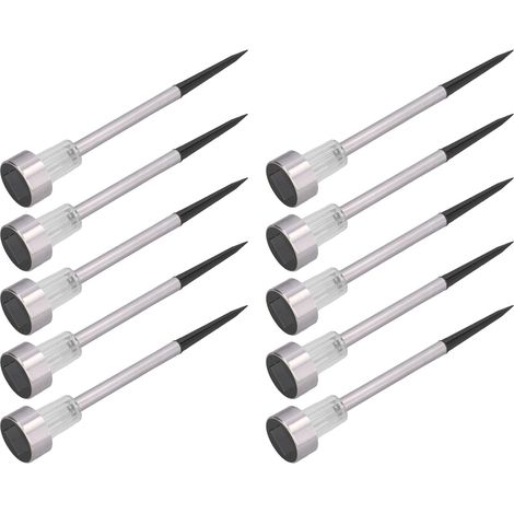 10er-Pack Solar-LED-Gartenleuchten, Weiß/Warmweiß, IP44 Edelstahl, automatische Nachtbeleuchtung für Zäune, Terrassen und Außenwände – 10-teiliges Set mit integriertem Akku (1/5)