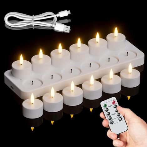 Bougies rechargeables couleur thé, lot de 12, cadeau d'Halloween idéal. (1/5)