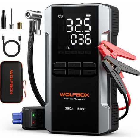 Starthilfe Powerbank mit Luftkompressor 3000A 160PSI 65W Schnellladung bis -20°C (1/5)