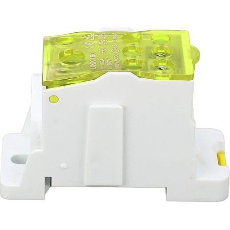 Boîte de distribution de bornes, jonction de puissance de bloc de rail DIN 690 V 160 A, pour l'électricité, jaune (1/5)