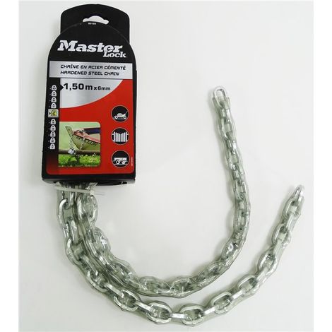 Chaine de sécurité antivol en acier cémenté 150 cm x 6 mm MASTER LOCK 8012D 1m50 (1/2)