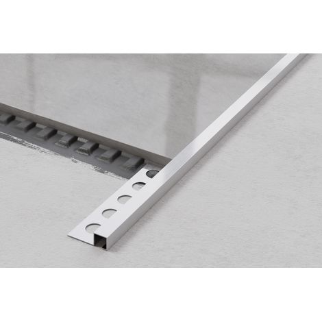 Dekoratives QS-Profil aus rostfreiem Stahl für Fliesen 1cm x 270cm - Silber satiniert (1/5)