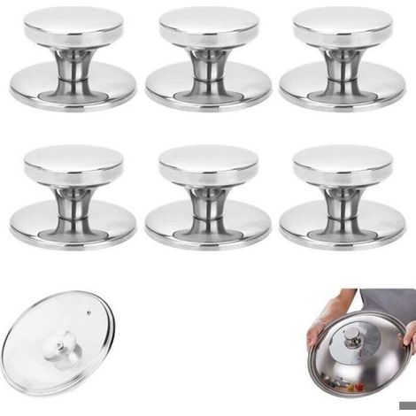 6 pièces Bouton de Couvercle, Ensemble de Boutons Couvercle Casserole Bouton de Wok Poignée du Couvercle Remplacement Acier INOX (1/5)