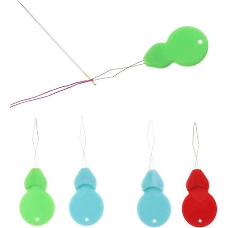 10 enfile-aiguilles en forme de gourde, adaptés aux enfile-aiguilles de machines à coudre manuelles, peuvent être insérés dans la couture.(Couleur aléatoire)