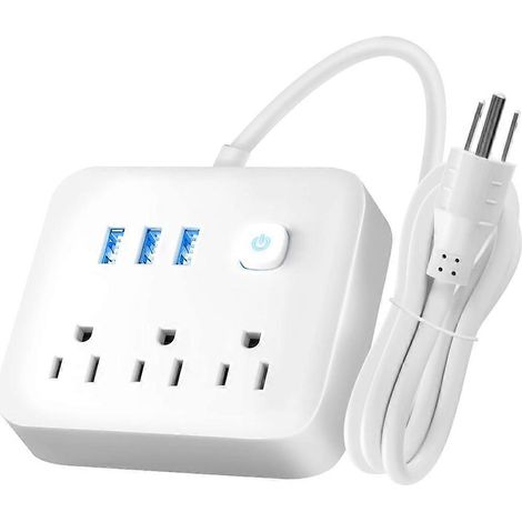 Multiprise avec ports USB, multiprise de voyage, protection contre les surtensions de 1,2 m, station de charge de bureau, petite rallonge portable (norme US). (1/5)
