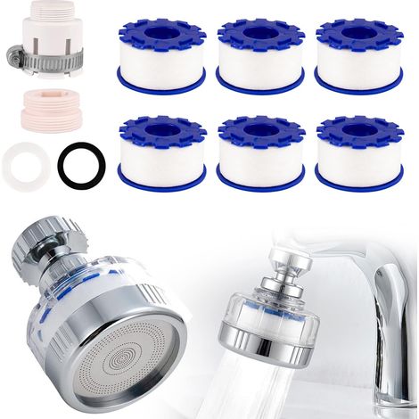 Bardusch - Filtre Eau Robinet, Filtre Anti Calcaire avec 6 éléments filtrants en coton PP, pour Salle de Bain, Cuisine (1/5)