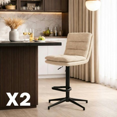 Chaise de bar beige réglable en hauteur (x2) PALERME