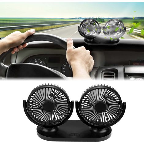 Doppelkopf-Autolüfter, tragbarer USB-Auto-Klimaanlagenkühler, 12 V, Schwarz (1/5)
