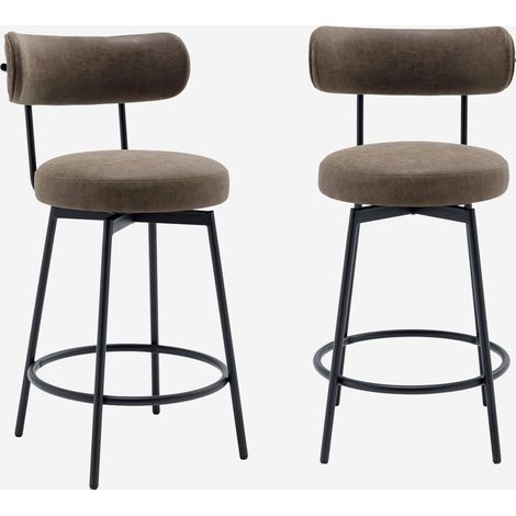 Taburete de bar asiento giratorio metal y polipiel, set de 2 (1/5)