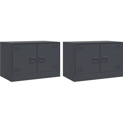 Mueble multimedia para TV estantería para televisión buffet para televisión comedor salón dormitorio 2 piezas antracita 67 x 39 x 44 cm acero antracita 020028568