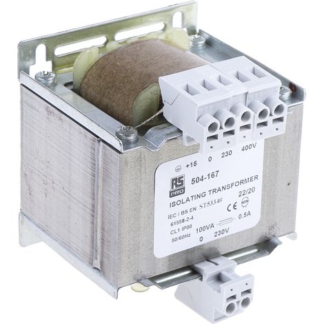 Transformateur d'isolement, Vin 230 V ac, 245 V ac, 400 V ac, 415 V ac, Vout 230V c.a., 100VA, sorties ( Prix pour 1 )