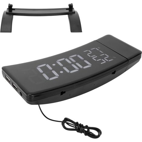 Réveil Numérique avec Projection Rotative, Thermomètre Intégré, Radio FM et Port USB (1/5)