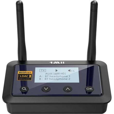 Transmetteur Recepteur Bluetooth 5.3 pour Chaîne Hi-Fi, Adaptateur Audio Sans Fil Bluetooth pour Télévision, Longue Portée avec Écran, Volume de Contrôle (1/5)