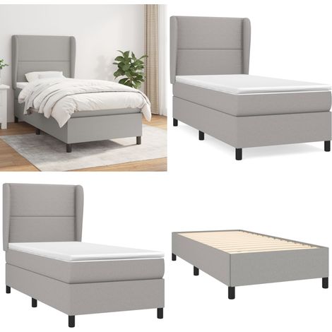 Boxspringbett mit Matratze Hellgrau 90x200 cm Stoff - Boxspringbett - Doppelbett - Bettenrahmen - Lattenrost - Matratze - Home & Living (1/5)