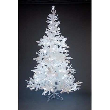 6FT Pre-Lit White Bavarian Pine Artificial Christmas Tree with Metal Stand (1/5)