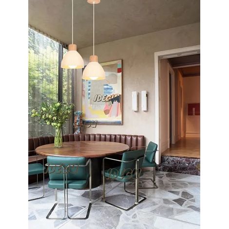 Lustre Suspension - - Moderne - Bois et Métal - Style Méditerranéen - 2 Ampoules E27 (1/5)