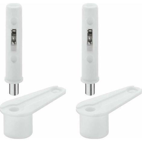 – Lot de 2 pivots de porte universels blancs à enfoncer – Angle d'ouverture 140° – Épaisseur de porte 12-21 mm – Pour meubles en bois (1/3)