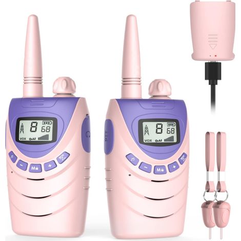 Lot de 2 talkies-walkies roses pour enfants, rechargeables, 8--AquaForge (1/5)