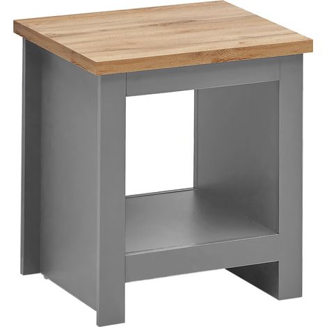 Side Lamp Table Grey With Durable Oak Top (1/5)