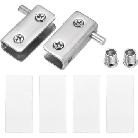 Ajustable Verre Porte Charnières Pince, 1 Paire Inox Acier Armoire Verre Porte Pivot Charnière Agrafe pour 5-8mm Épaisseur Verre, Argent 40x10x20mm (1/5)