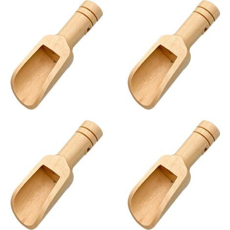 Lot de 4 Cuillères à Sel de Bain en Bois - Mini Cuillères pour Verres, Sucre et Sel - Réutilisables pour Servir (1/5)