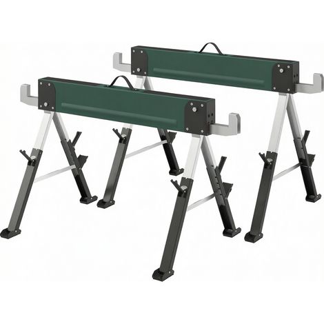 Cavalletti pieghevoli in metallo 2 pezzi altezza regolabile 64-81 cm 1160 kg con maniglia (1/5)