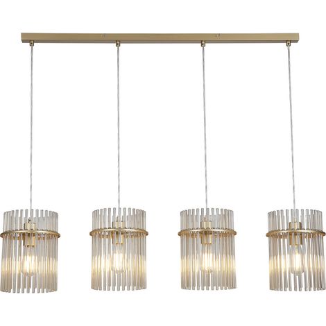 Searchlight Swizzle Suspension à 4 barres lumineuses, dorée, tiges couleur champagne, 4 douilles E27 (1/5)