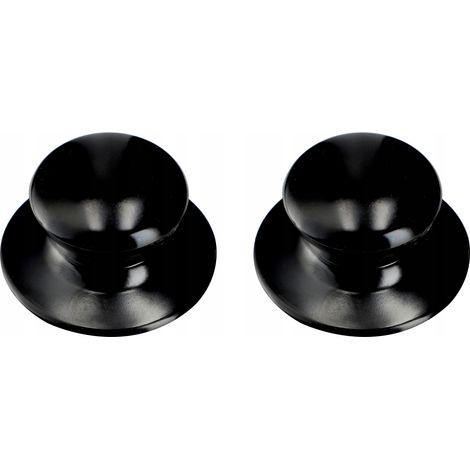 KADAX Lot de 2 poignées de couvercle en plastique et acier inoxydable - Pour couvercle de casserole - Noir brillant (1/5)