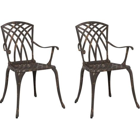 Ensemble de deux chaises de jardin, aluminium couleur bronze (1/5)