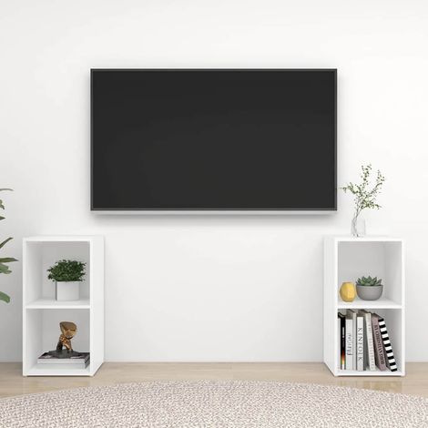 vidaXL Muebles para TV 2 uds madera de ingeniería blanco 72x35x36,5 cm (1/5)