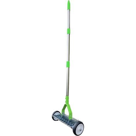 Robust Metall mit Rollen Langer Griff Gartenrechen zum (1/5)