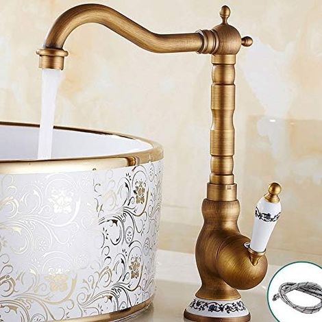 Mitigeur de cuisine monotrou en laiton, design vintage classique rétro, compatible avec cuisine et salle de bain, robinet mélangeur pour évier de cuisine, pièce de plomberie pour aménagement intérieur