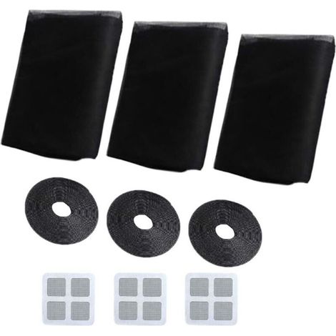 Moustiquaires for Window, Mosquito Net, 3 Pieces 150 cm x 200 cm Protection Against The Insects for Window Mosquito for Window, Kit of Protection Anti Moustique (Black) (1/5)