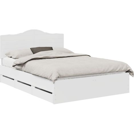 vidaXL Cadre de lit avec tiroir Blanc 140 x 190 cm Bois Ingénierie