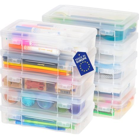 10 Aufbewahrungsboxen, transparenter Kunststoff, 1,4 l, Clipverschluss, stapelbar, für Lego und Schrauben (1/5)