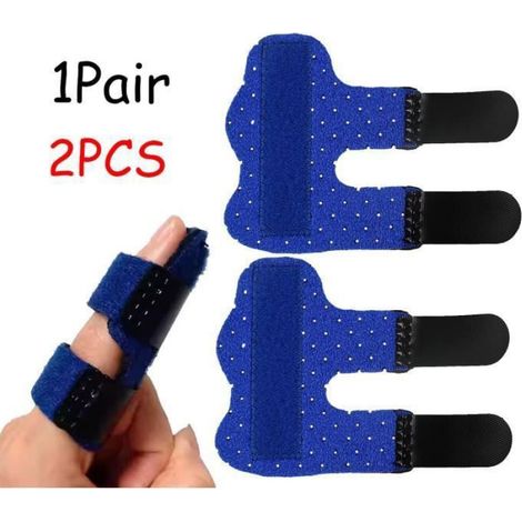 2 Attelle doigt,Alliage d'aluminium,Tissu composite éponge,Bleu,Arthrite du maillet (1/2)