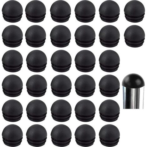 Schwarze runde Stuhlrohrkappen - Gummischutz für Stuhlbeine - 32 Stück (19 mm)