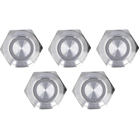5-teiliger Momenttaster, ultradünner, wasserdichter Metallknopf mit gelber LED, 16 mm, DC 3–6 V, automatische Rückstellung für Fahrzeuge (1/4)