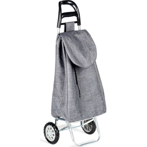 Einkaufswagen mit zusammenklappbarer Tasche auf Rädern, graue Einkaufstasche, strapazierfähig