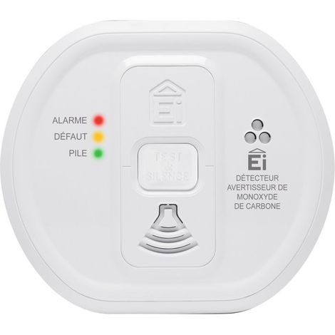 Détecteur de monoxyde de carbone – Alimentation sur secteur – Interconnexion sans fil jusqu'à 12 détecteurs – Indication de fin de vie – Ei Electronics