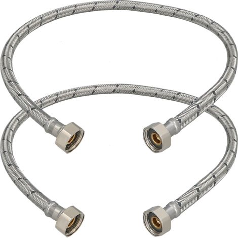 KOTARBAU® Lot de 2 Flexible Robinet 1/2"x1/2" - Tuyau Robinet 70cm - Acier Inoxydable - Rallonge Robinet Cuisine Flexible - Tuyau Robinet Cuisine Flexible - Tuyau Flexible Plomberie - Argent (1/4)